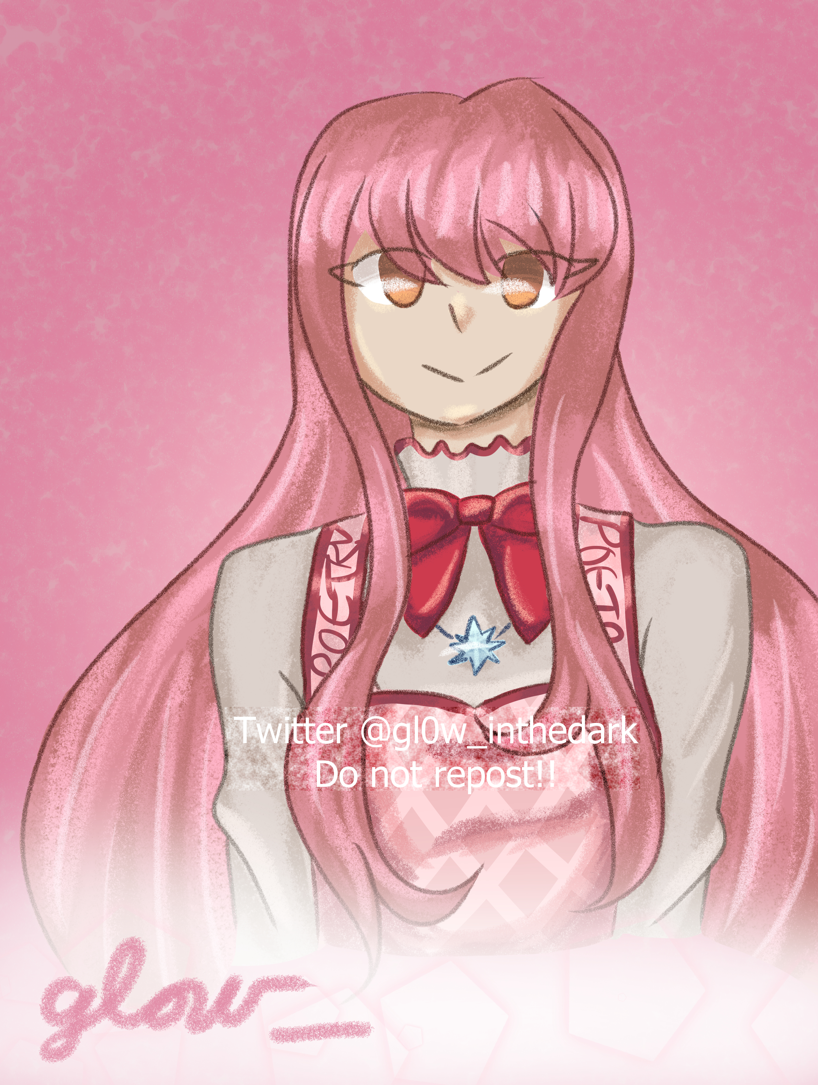 Digital painting of Nikki, a girl with long pink hair in a pink dress, from Shining Nikki.